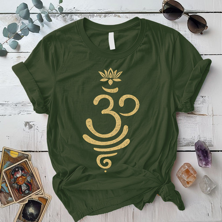 Om Infinity T-Shirt Mockup Military Green