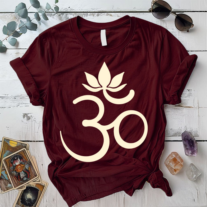 Om Lotus T-Shirt Mockup Military Green