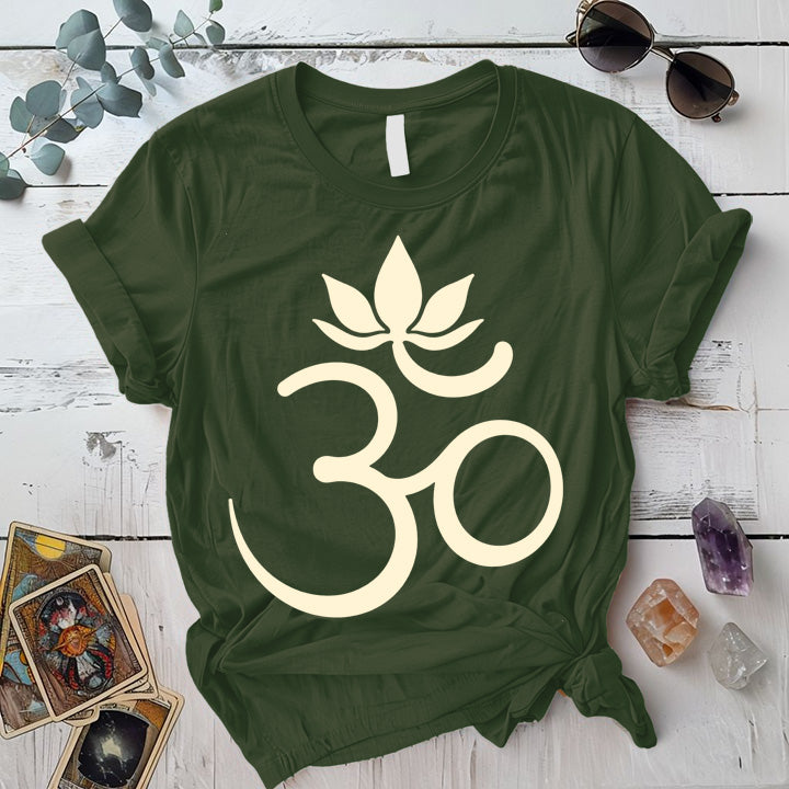 Om Lotus T-Shirt Mockup Black