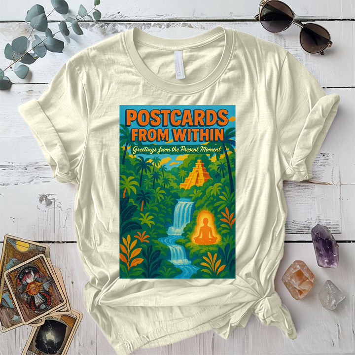 Postcards From Within T-Shirt Mockup Natural