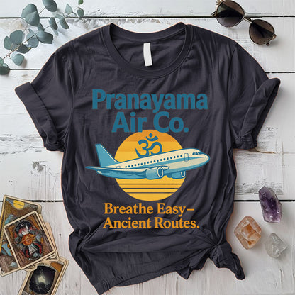 Pranayama Air Co Retro T-Shirt Mockup Dark Heather Grey