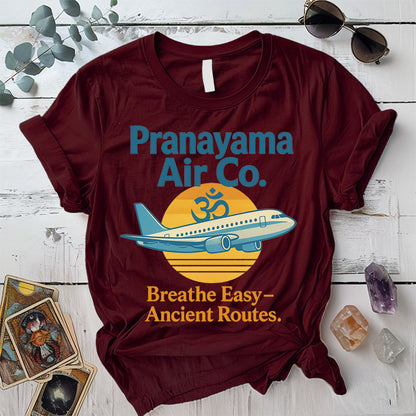 Pranayama Air Co Retro T-Shirt Mockup Maroon
