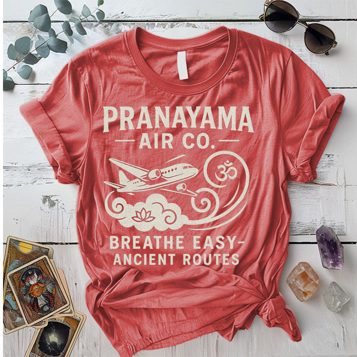 Pranayama Air Co T-Shirt Mockup Coral Silk