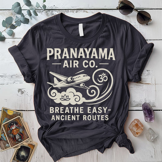Pranayama Air Co T-Shirt Mockup Dark Heather Grey