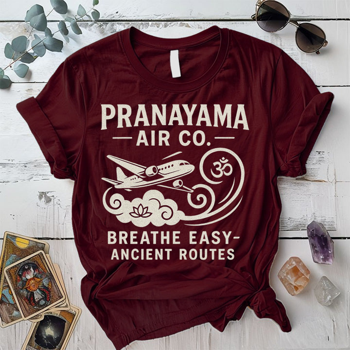 Pranayama Air Co T-Shirt Mockup Maroon