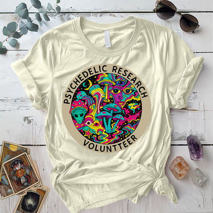 Psychedelic Research Volunteer T-Shirt Mockup Natural