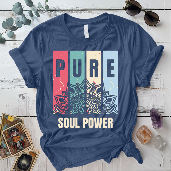 Pure Soul Power T-Shirt Mockup Indigo Blue