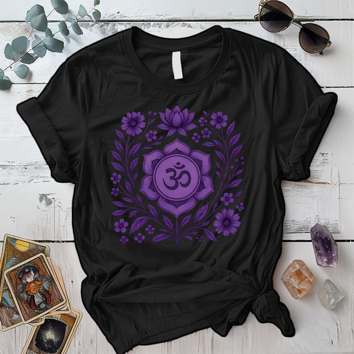 Retro Floral Crown Chakra T-Shirt Mockup Black