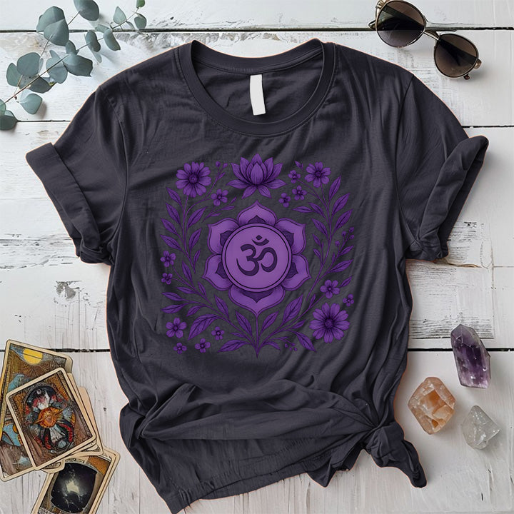 Retro Floral Crown Chakra T-Shirt Mockup Dark Heather Grey