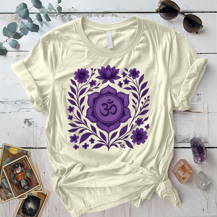 Retro Floral Crown Chakra T-Shirt Mockup Natural