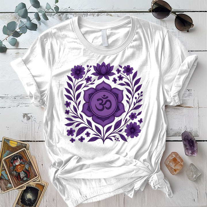 Retro Floral Crown Chakra T-Shirt Mockup White