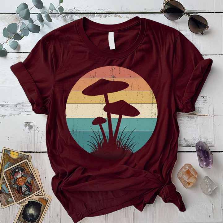 Retro Mushrooms T-Shirt Mockup Maroon