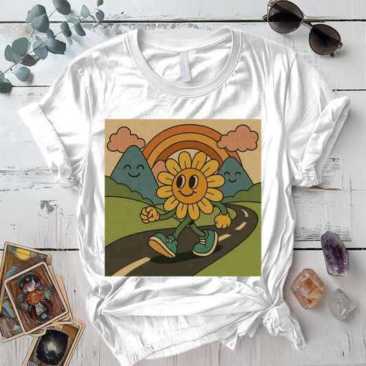 Retro Psychedelic Landscape T-Shirt Mockup White