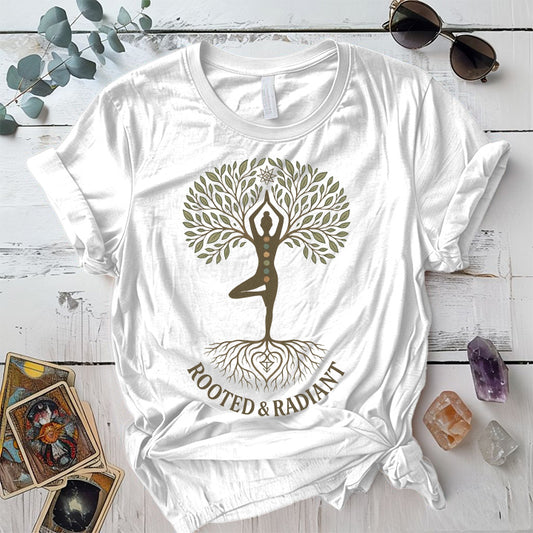 Rooted and Radiant Light T-Shirt Mockup white