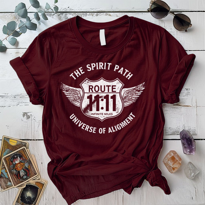 Route 1111 T Shirt Maroon Mockup