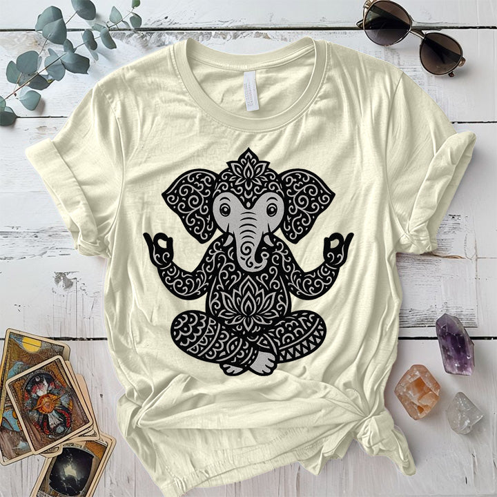 Sacred Elephant Meditation T-Shirt Mockup Natural