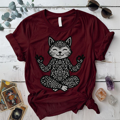 Sacred Fox Meditation T-Shirt Mockup Maroon