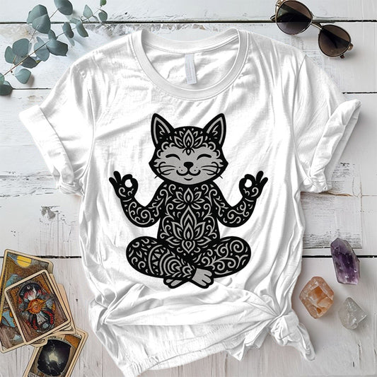 Sacred Fox Meditation T-Shirt Mockup White