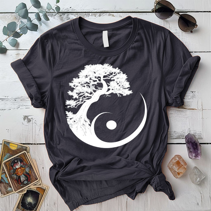 Sacred Grove of Stillness T-Shirt Mockup Dark Heather Grey