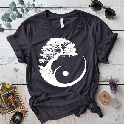 Sacred Grove of Stillness T-Shirt Mockup Dark Heather Grey