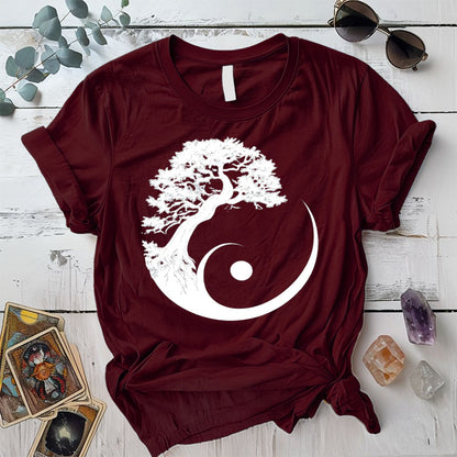 Sacred Grove of Stillness T-Shirt Mockup Maroon