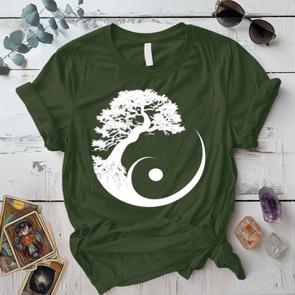 Sacred Grove of Stillness T-Shirt Mockup Military Green