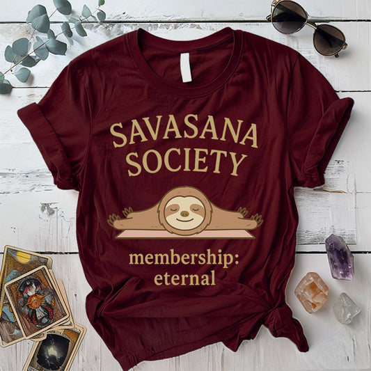 Savasana Society T-Shirt Mockup Maroon
