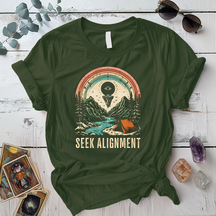 Seek Alignment T Shirt Military Green Mockup
