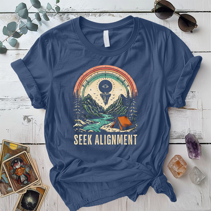 Seek Alignment T Shirt Indigo Blue Mockup