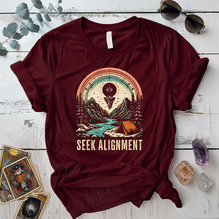 Seek Alignment T Shirt Maroon Mockup