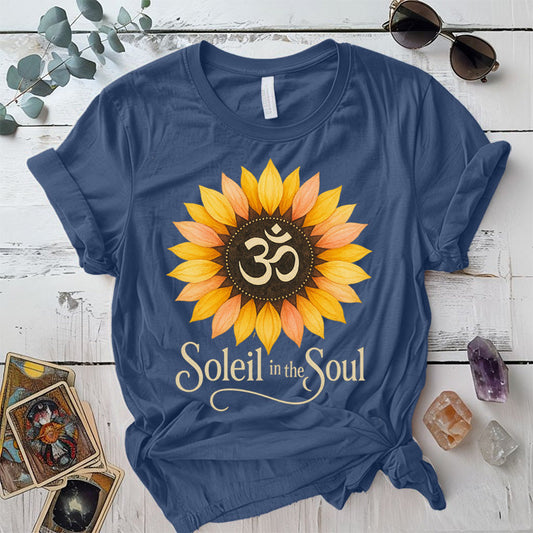 Soleil In The Soul T-Shirt Mockup Indigo Blue