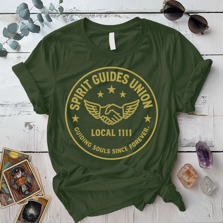 Spirit Guides Union T-Shirt Mockup Military Green