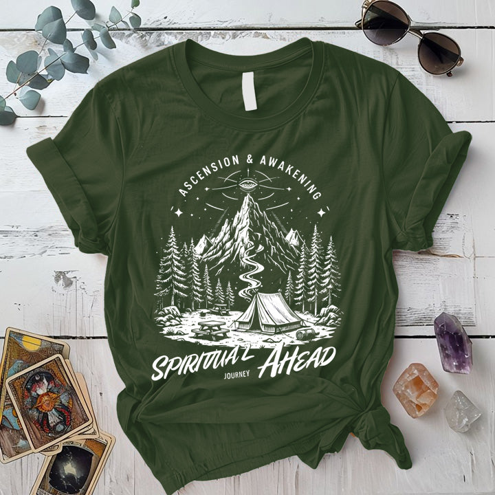 Spiritual Journey Ahead T Shirt Military Green Mockup