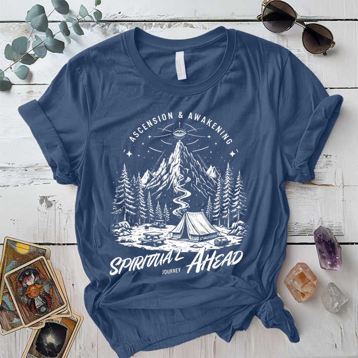 Spiritual Journey Ahead T Shirt Indigo Blue Mockup