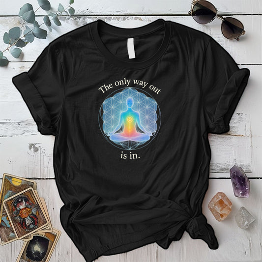 The Only Way Out Is In T-Shirt Mockup Black