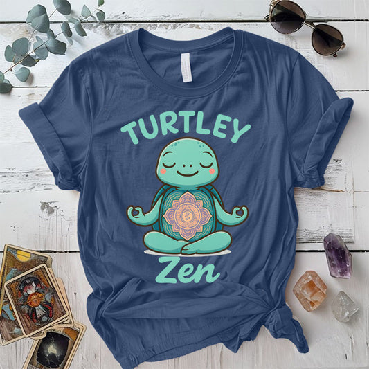 Turtley Zen T-Shirt Mockup Indigo Blue
