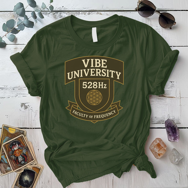 Vibe University 528Hz T-Shirt Mockup Military Green