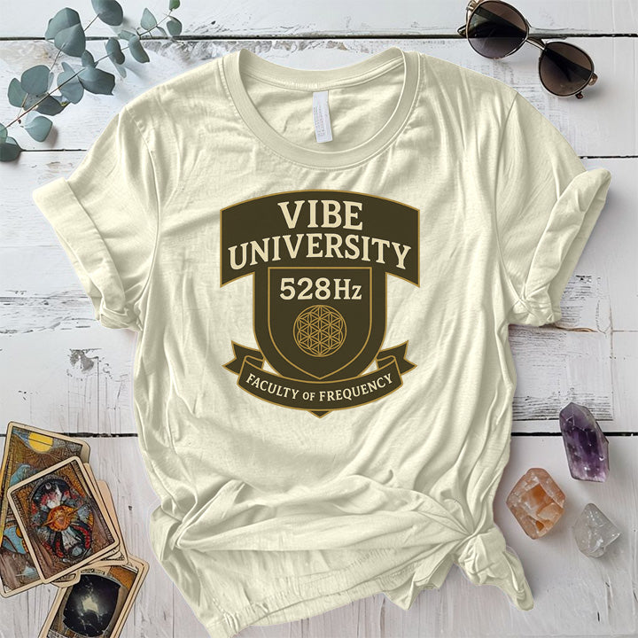 Vibe University 528Hz T-Shirt Mockup Natural
