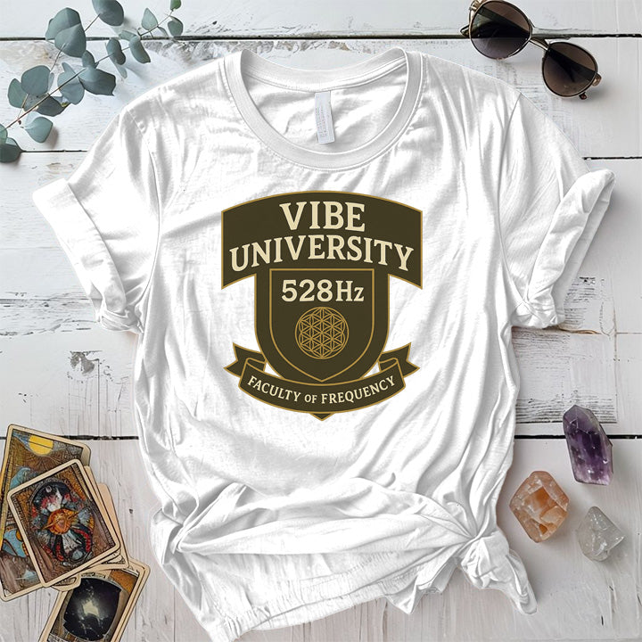Vibe University 528Hz T-Shirt Mockup White