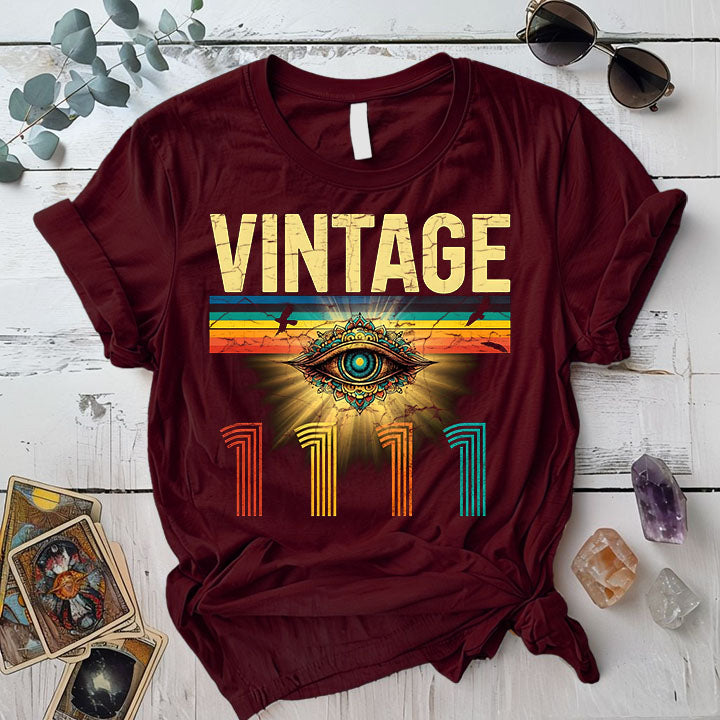Vintage 1111 T Shirt 1 Maroon Mockup