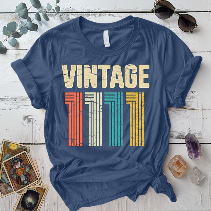 Vintage 1111 T Shirt Indigo Blue Mockup