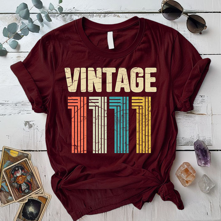 Vintage 1111 T Shirt Maroon Mockup