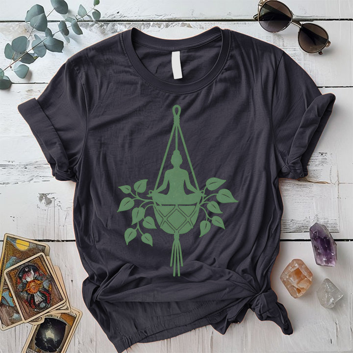 Yoga Hanging Plant T-Shirt Mockup Dark Heather Grey