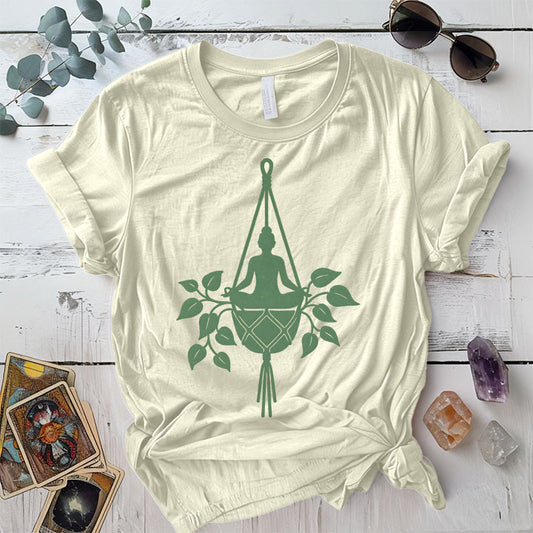 Yoga Hanging Plant T-Shirt Mockup Natural