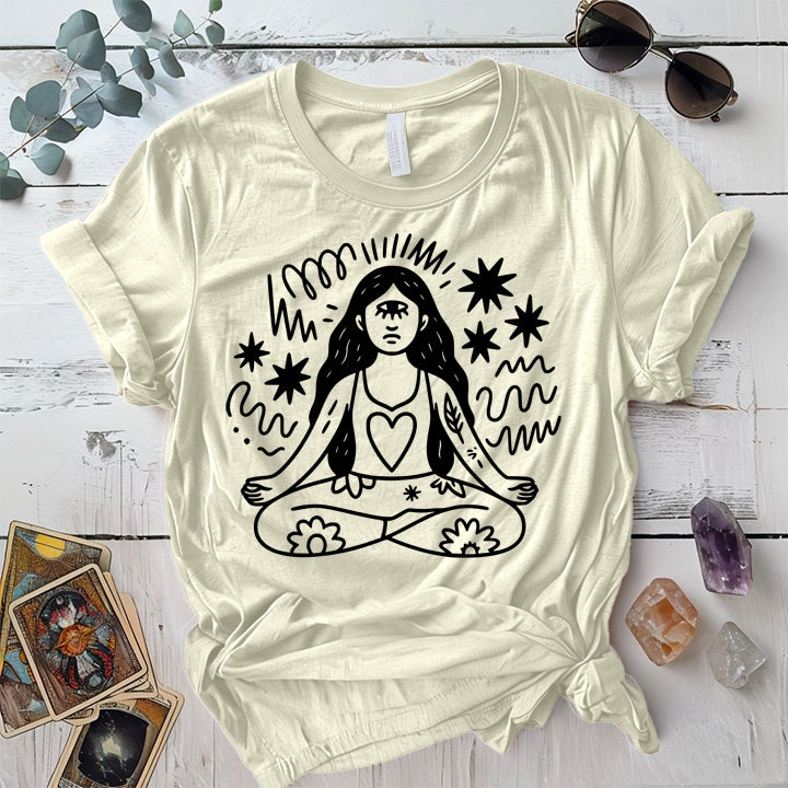 Yoga Meditation Silhouette Light T-Shirt Mockup Natural