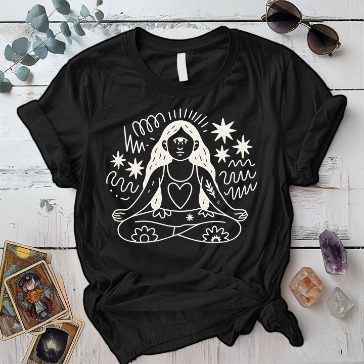 Yoga Meditation Silhouette Light T-Shirt Mockup Dark Heather Grey