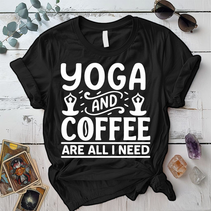 Yoga and Coffee T-Shirt Mockup Black
