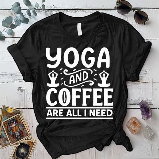 Yoga and Coffee T-Shirt Mockup Black