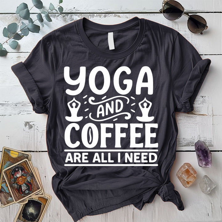 Yoga and Coffee T-Shirt Mockup Dark Heather Grey