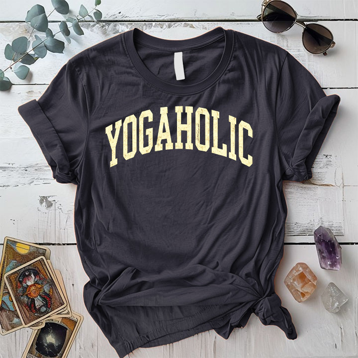 Yogaholic T-Shirt Mockup Dark Heather Grey